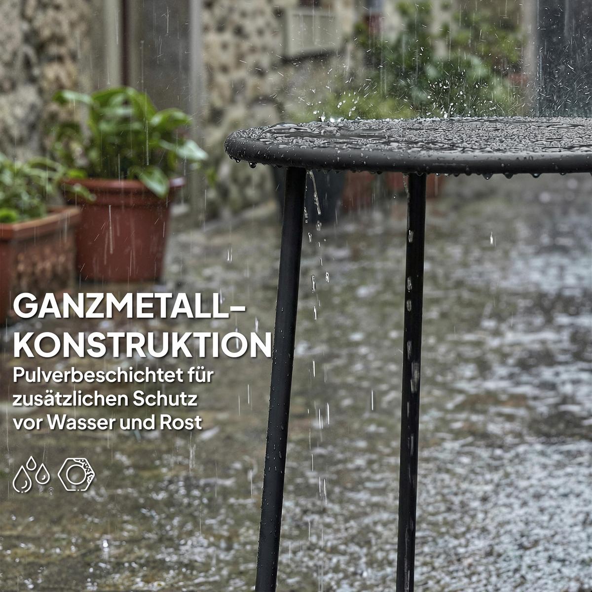 GARTENTISCH Metall Schwarz - Schwarz, Metall (50/50/45.5cm) - Outsunny