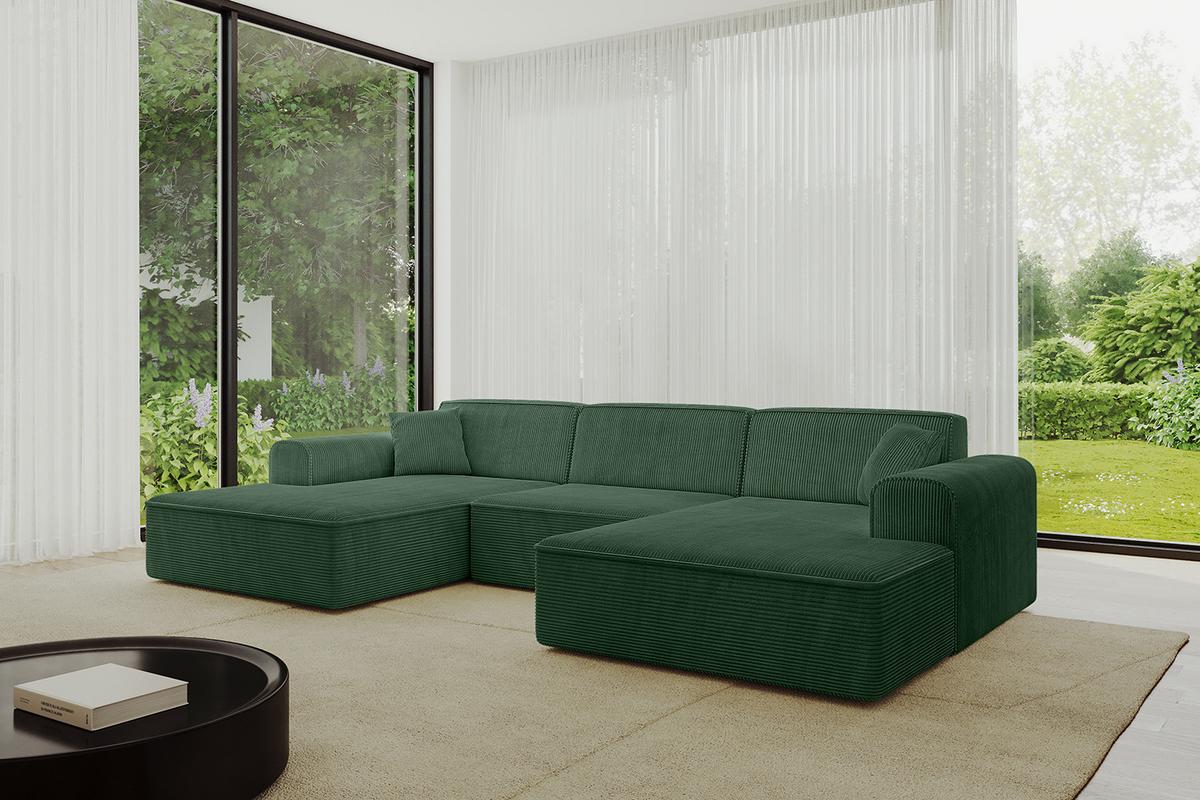 WOHNLANDSCHAFT IREA-U1-v3 - 301x165x77 cm Grün - Currygelb, Holzwerkstoff/Textil (301/77/165cm) - ALTDECOR