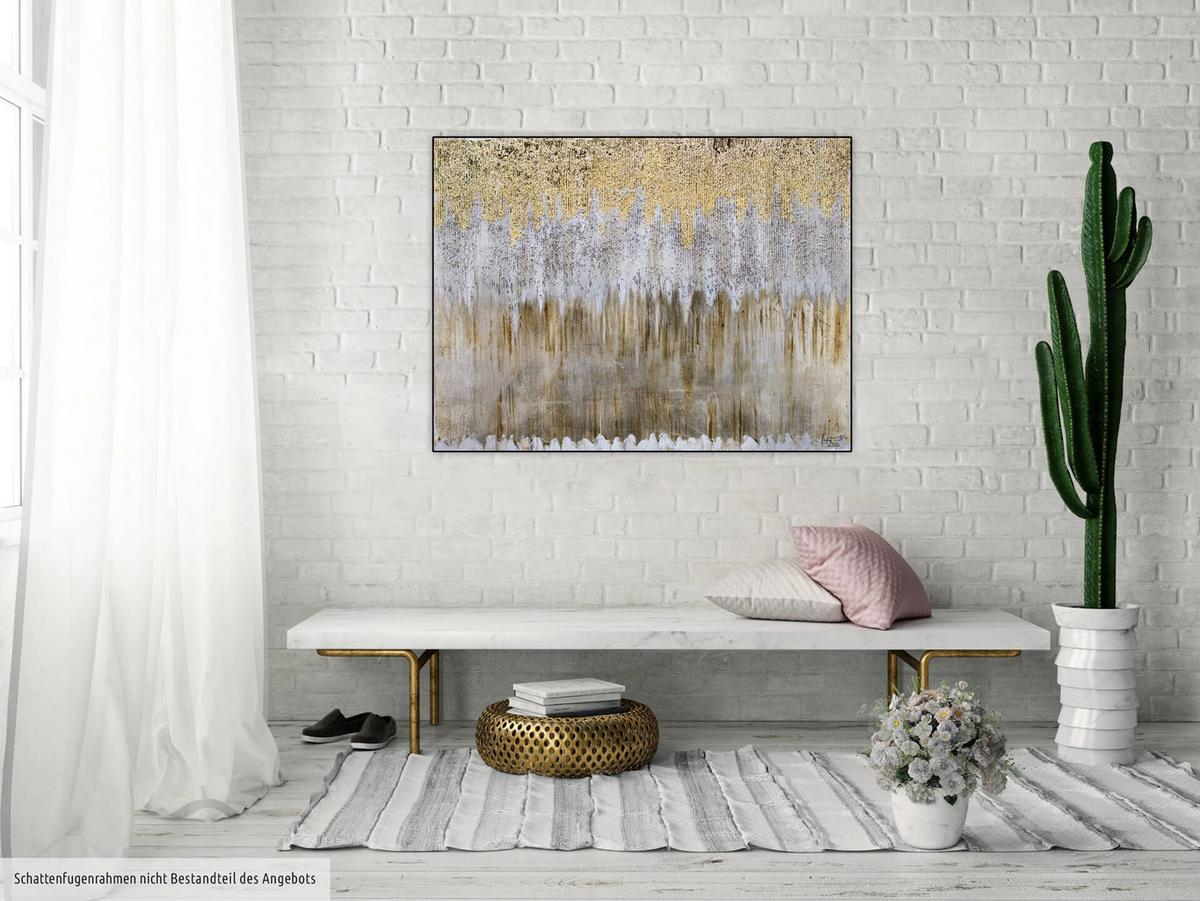 ACRYLBILD HANDGEMALT 100/75 cm - Goldfarben, Holz/Textil (100/75cm) - KUNSTLOFT