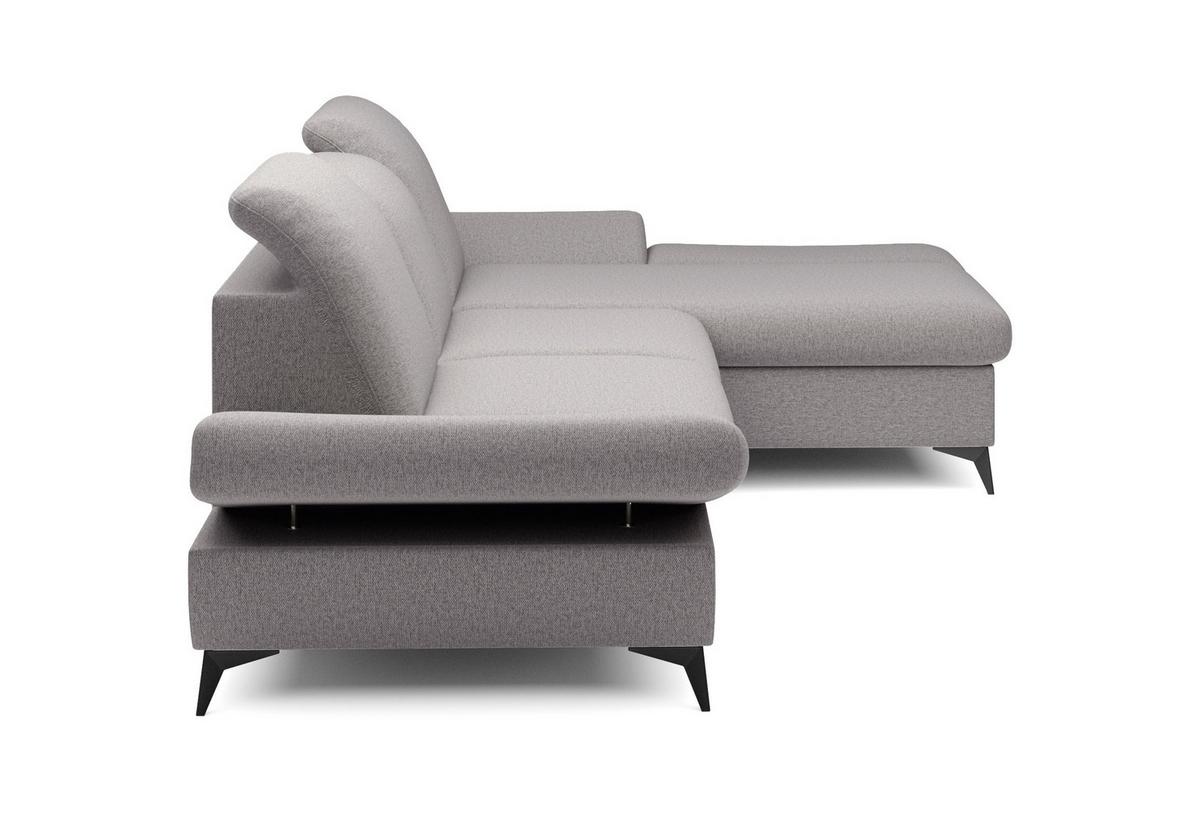 ECKSOFA FELICE R-S Grau Geflochtener Stoff mit Schlaffunktion - Grau, Holz (284/166cm) - MASSENO
