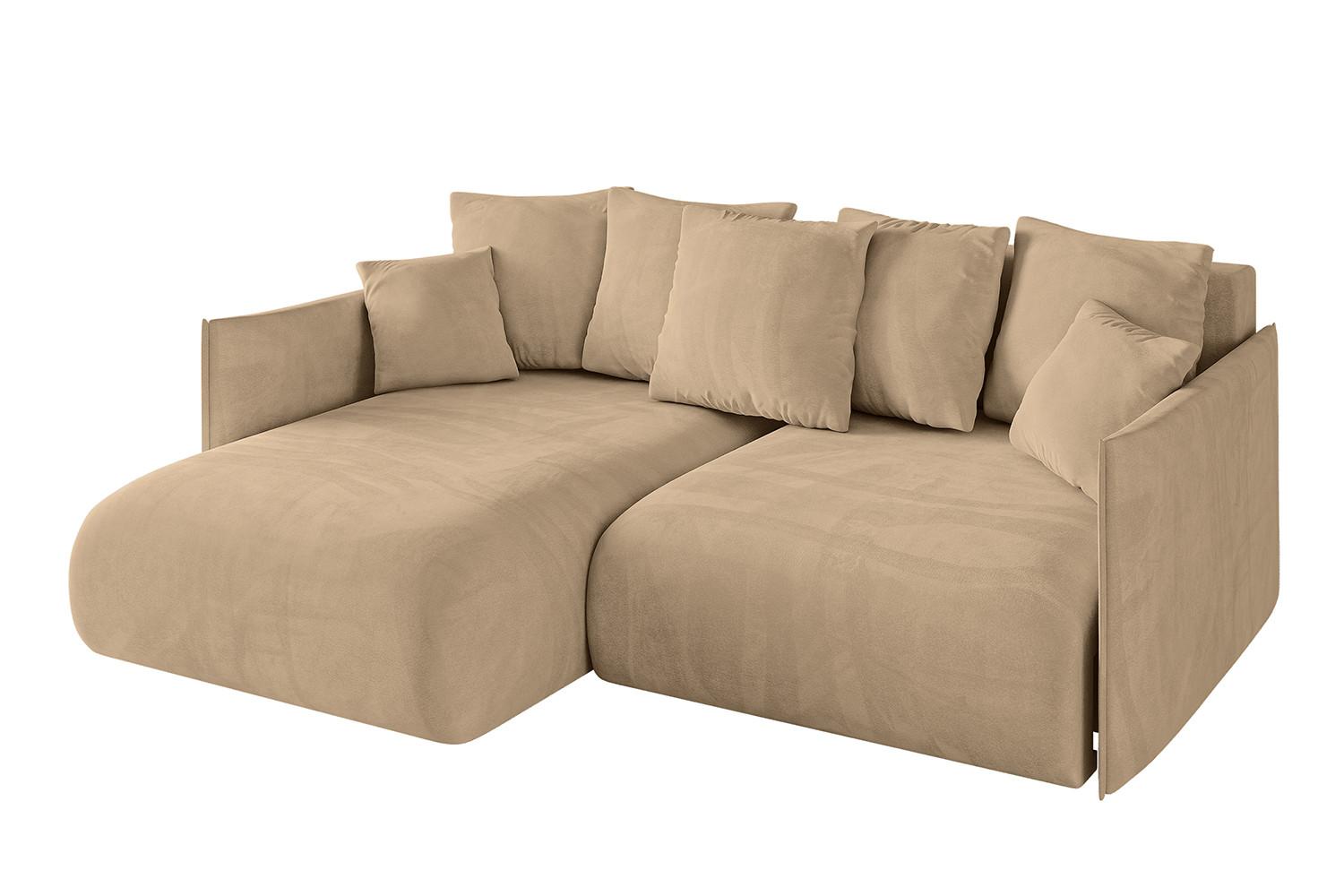 ECKSOFA Ottomane links ONESK-L 216x177x72 Beige Velours - Beige, Holzwerkstoff/Kunststoff (216/177cm) - ALTDECOR