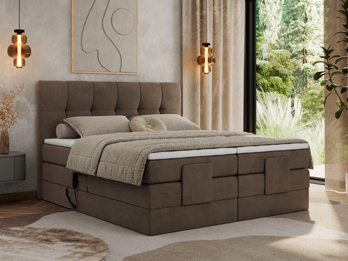BOXBETT VITTORIA 200/200 - Braun Velvet - H3 - Braun, Holz/Textil (200/200cm) - MKS