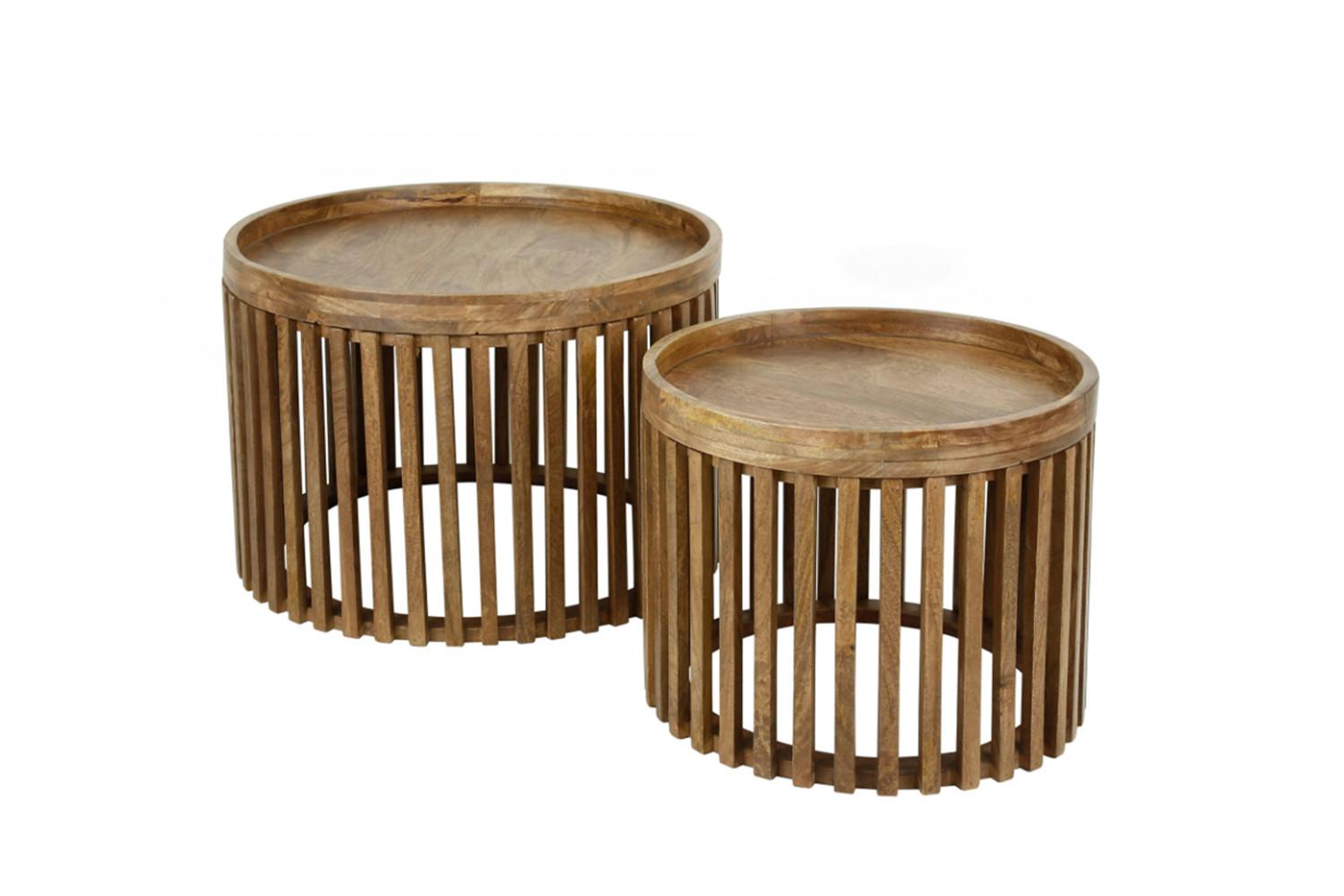 COUCHTISCH LANI 2ER SET Braun Mango - Braun, Mangoholz/Holz (65/65/40cm) - KAWOLA