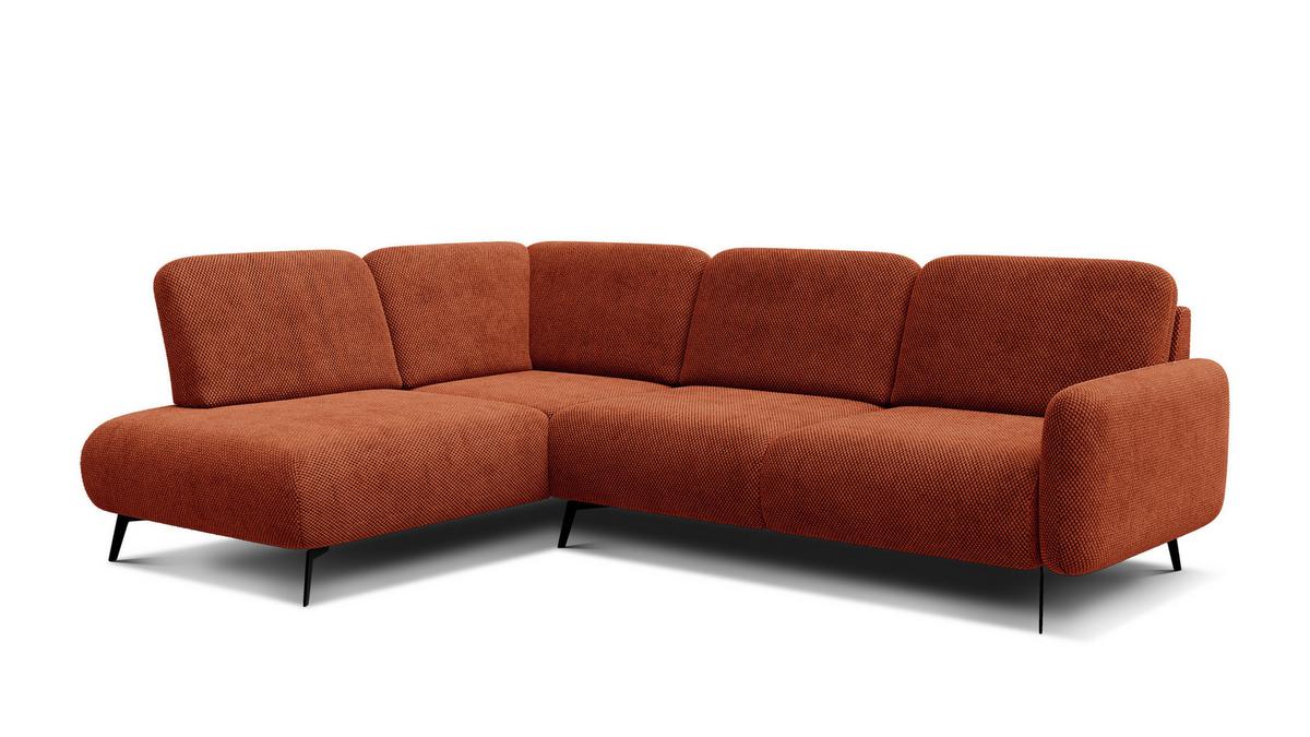 ECKSOFA FEBE 5-Sitzer links, dunkelorange - Dunkelorange/Schwarz, Holz/Textil (271/190cm) - Wozimo