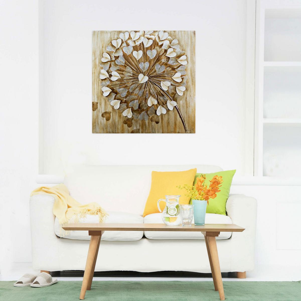 ÖLGEMÄLDE 80/80 cm - Beige/Braun, Holz/Textil (80/80cm) - KUNSTLOFT