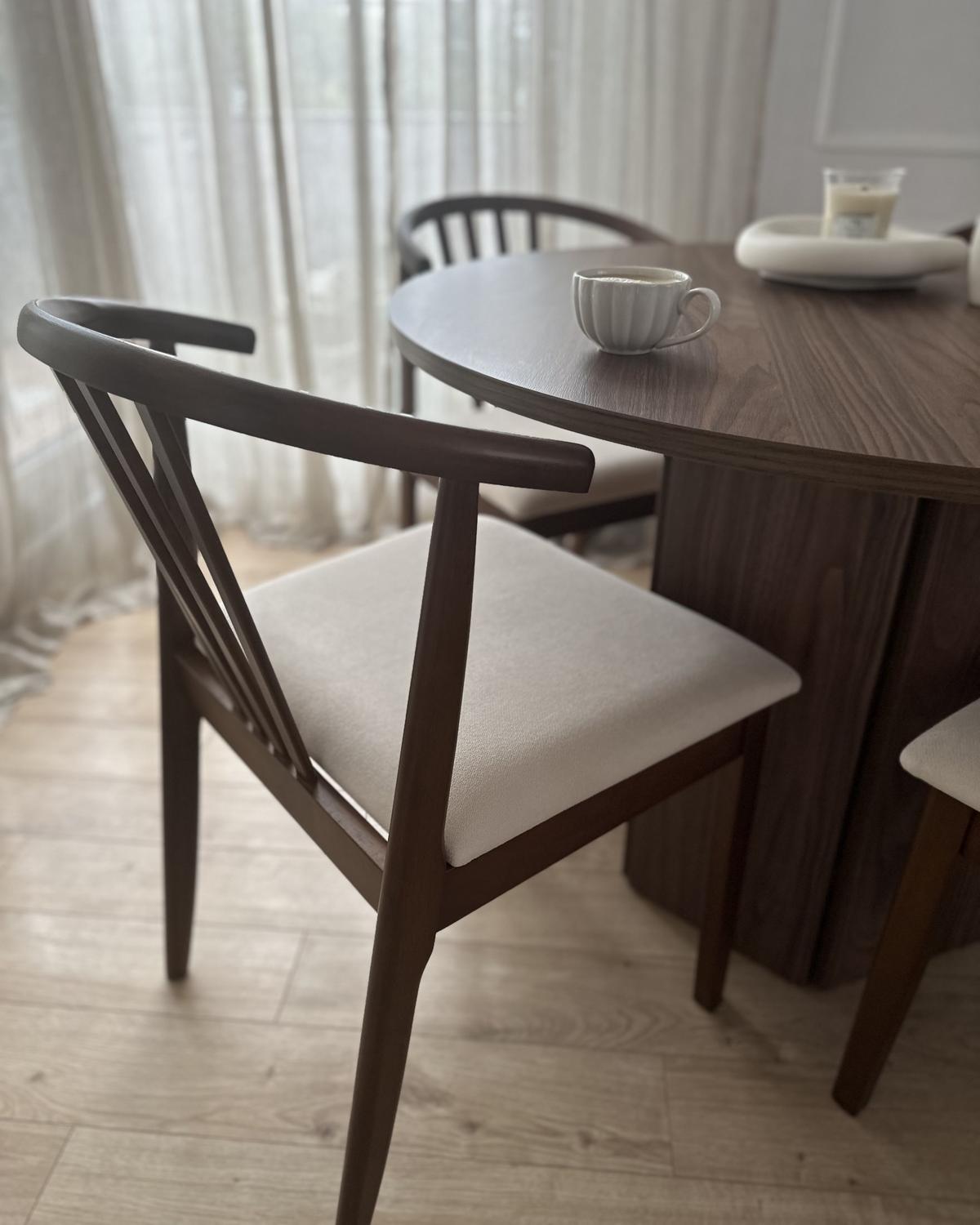 ESSZIMMERSTUHL 2er-Set Dunkler Holzfarbton Craig - Dunkelbraun/Beige, Holz (50/80/57cm) - Beliani
