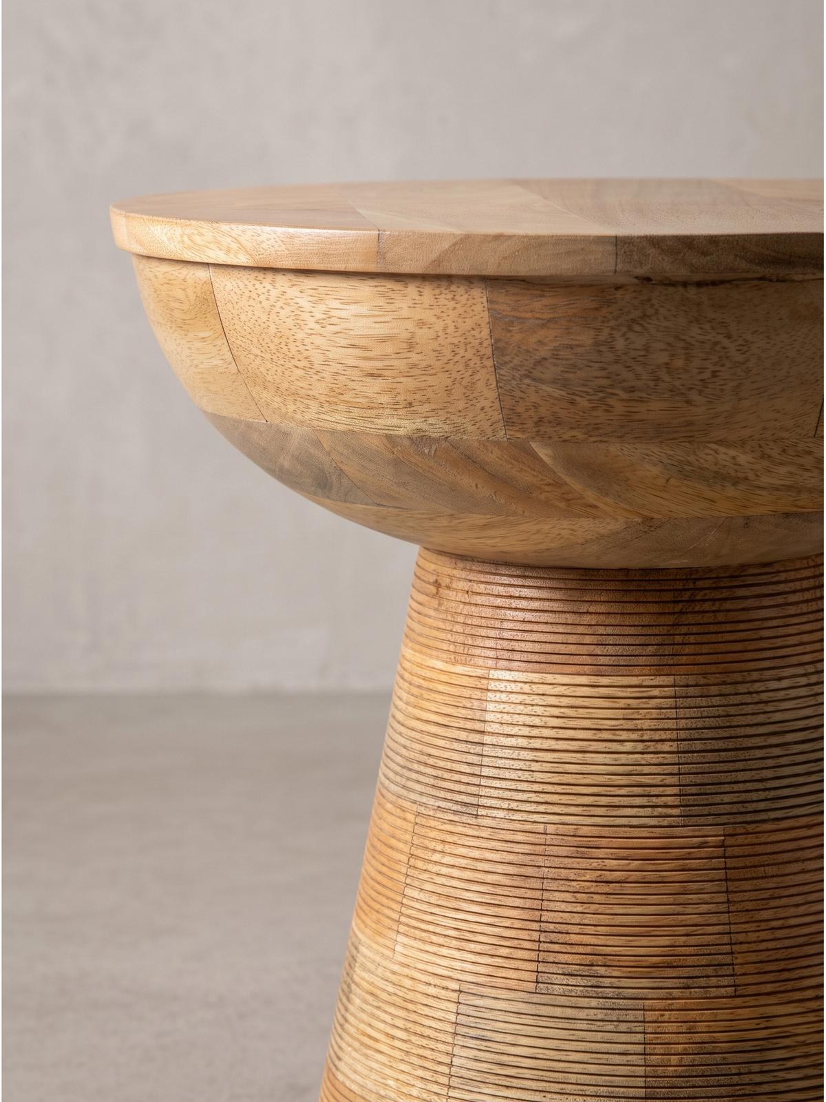 BEISTELLTISCH JELSA, Mango Massivholz, Ø 37 x 45 cm - Hellbraun/Braun, Holz (37/37/45cm) - KADIMA DESIGN