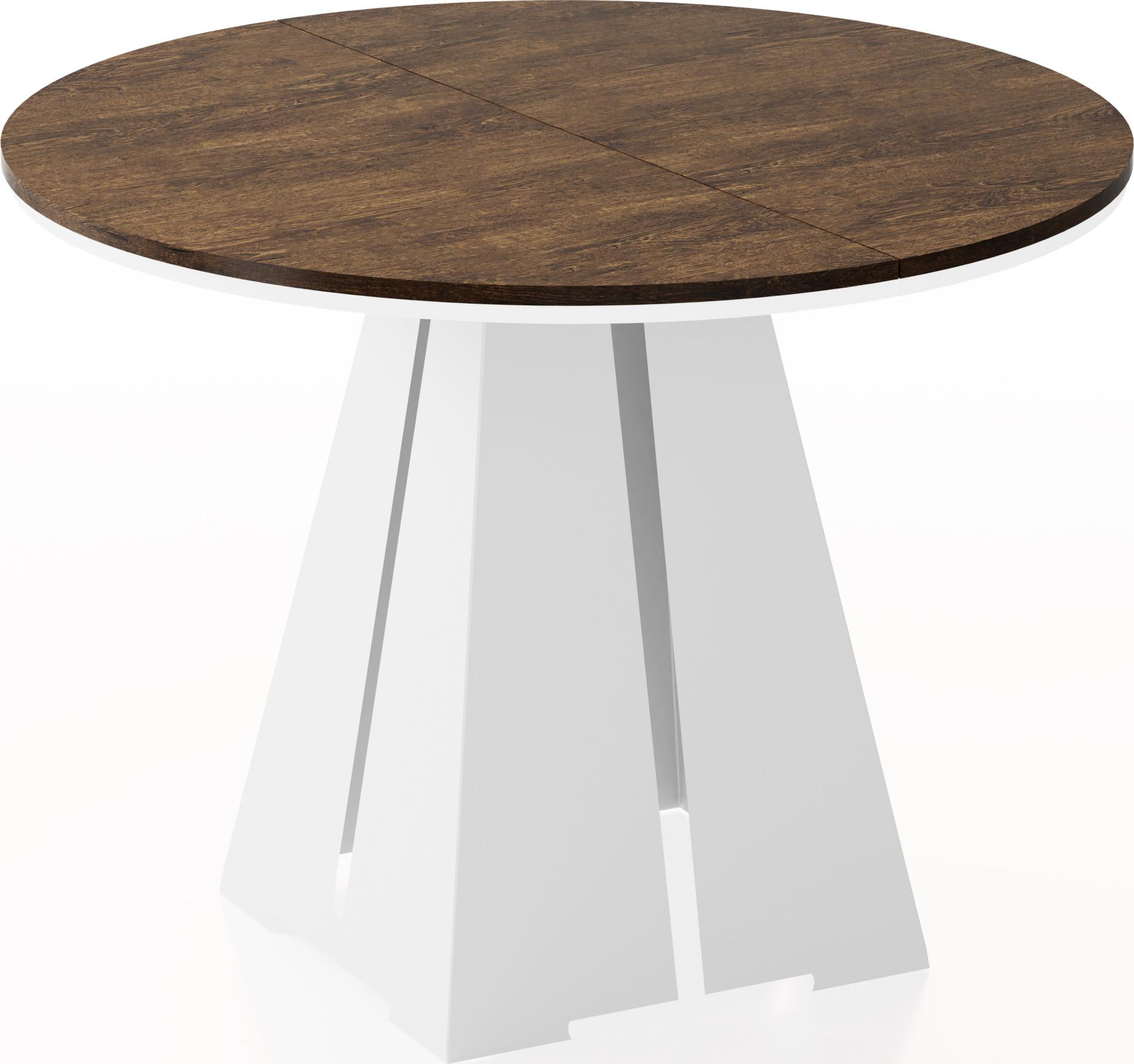 ESSTISCH Kova runder ausziehbarer, Lefkas Eiche 120-200/120/76 cm - Alteiche/Weiß, Holzwerkstoff/Metall (120/196/76cm) - WFL GROUP