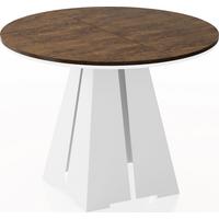 ESSTISCH Kova runder ausziehbarer, Lefkas Eiche 120-200/120/76 cm - Alteiche/Weiß, Holzwerkstoff/Metall (120/196/76cm) - WFL GROUP