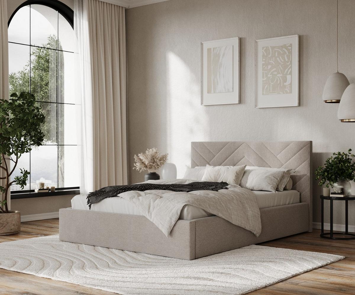 POLSTERBETT Arco 180/200 cm Beige im Asti Stoff - Beige/Schwarz, Holz/Holzwerkstoff (180/200cm) - AltaBeds