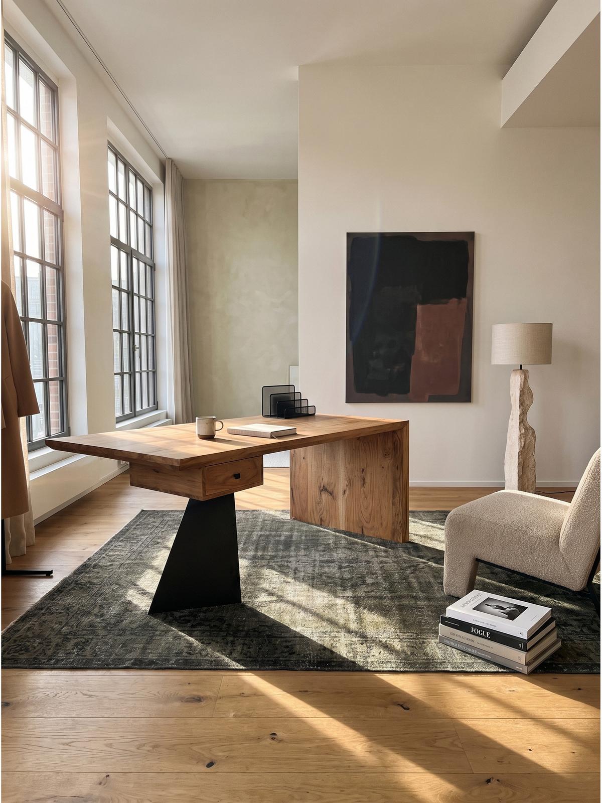 SCHREIBTISCH PANARO, Akazie Massivholz, Akazie-Natur, 180 x 90 x 77 cm - Braun, Holz (90/180/77cm) - KADIMA DESIGN