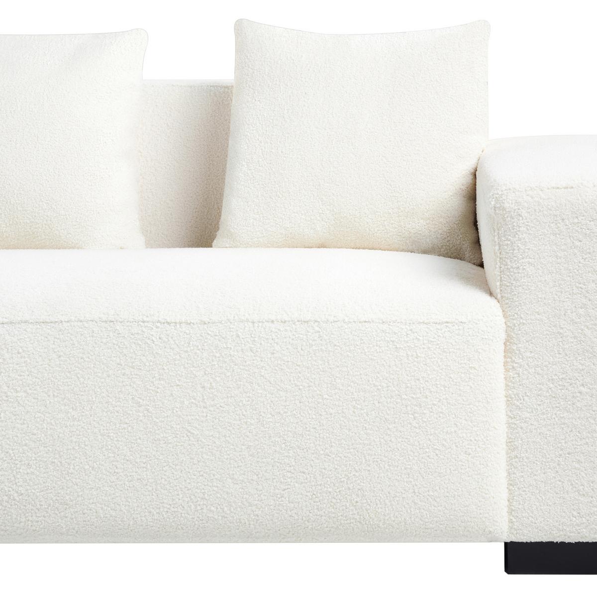 ECKSOFA 4-Sitzer Bouclé Weiß rechtsseitig Lungo - Schwarz/Weiß, Textil (285/160cm) - Beliani