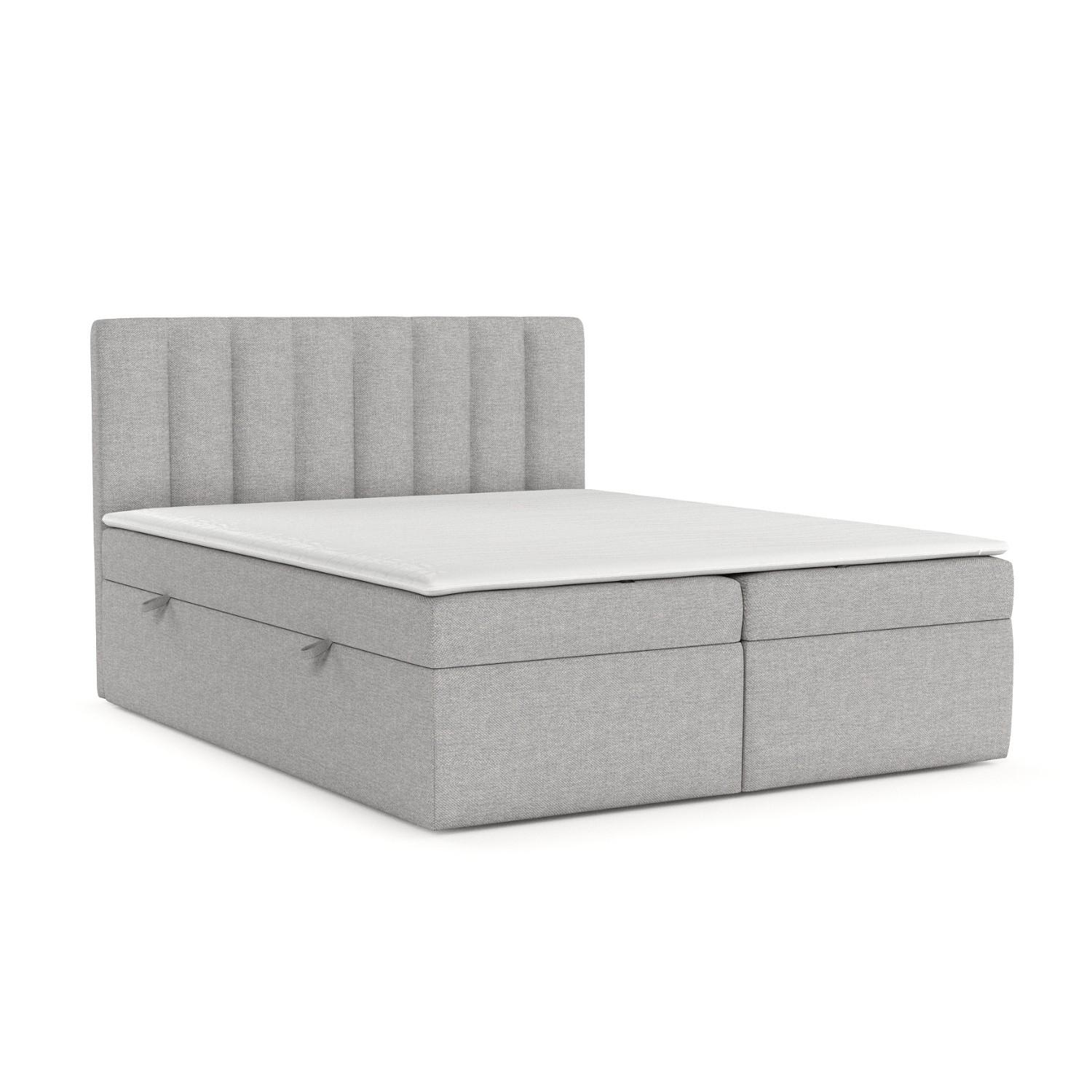 BOXBETT Amaro 160/200 cm Graubeige im Megan Stoff - Schwarz/Grau, Holz/Holzwerkstoff (160/200cm) - AltaBeds