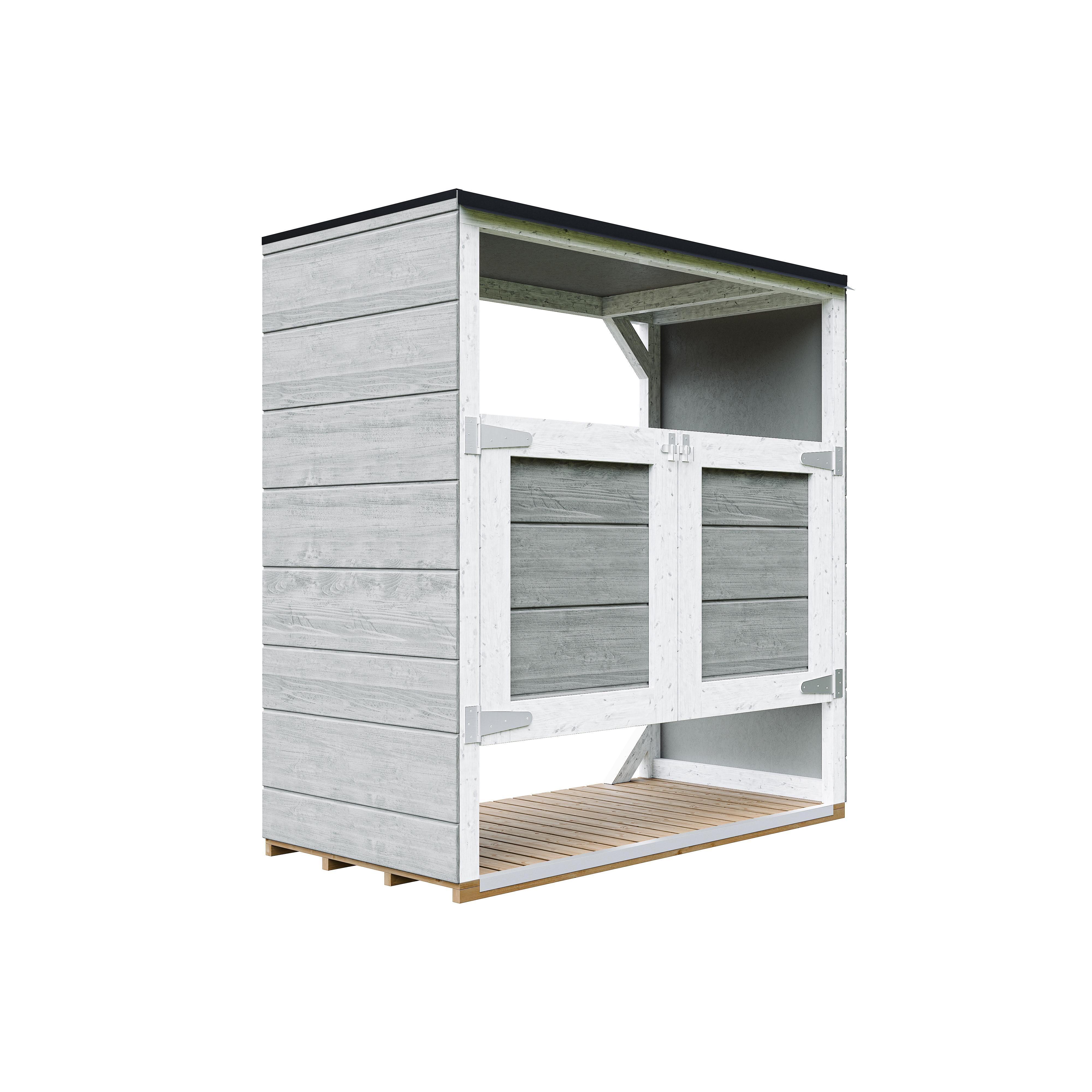 MÜLLTONNENBOX 2er 240L, M980A-TUNDRA GREY, aus wetterfestem LP Smartside Holz - Grau, Holz (153/159/75cm) - Timbela