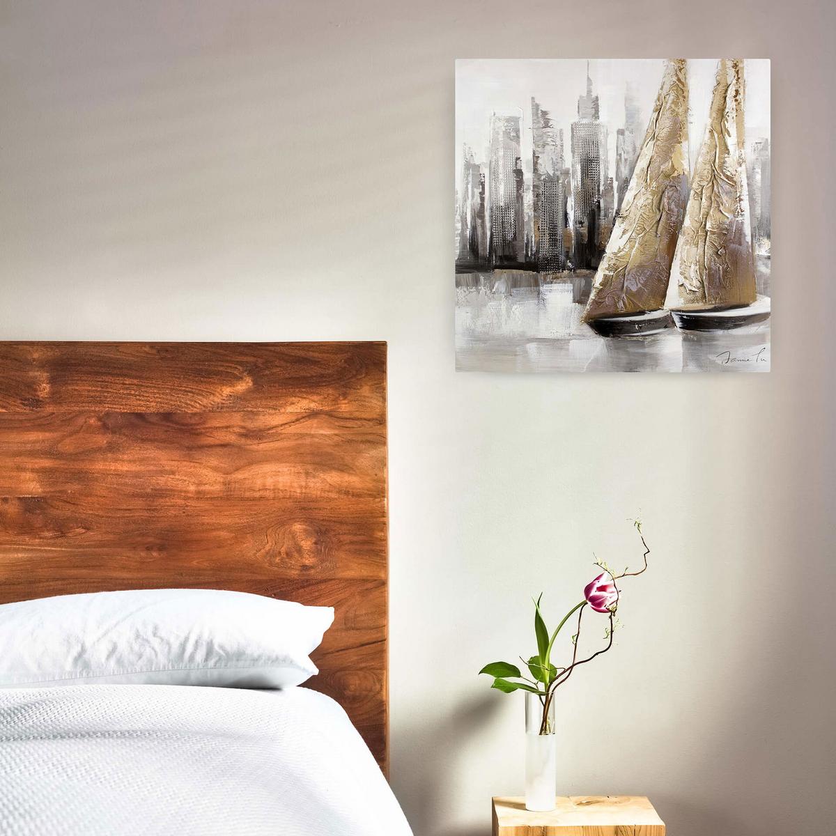 ÖLGEMÄLDE 80/80 cm - Grau, Holz/Textil (80/80cm) - KUNSTLOFT