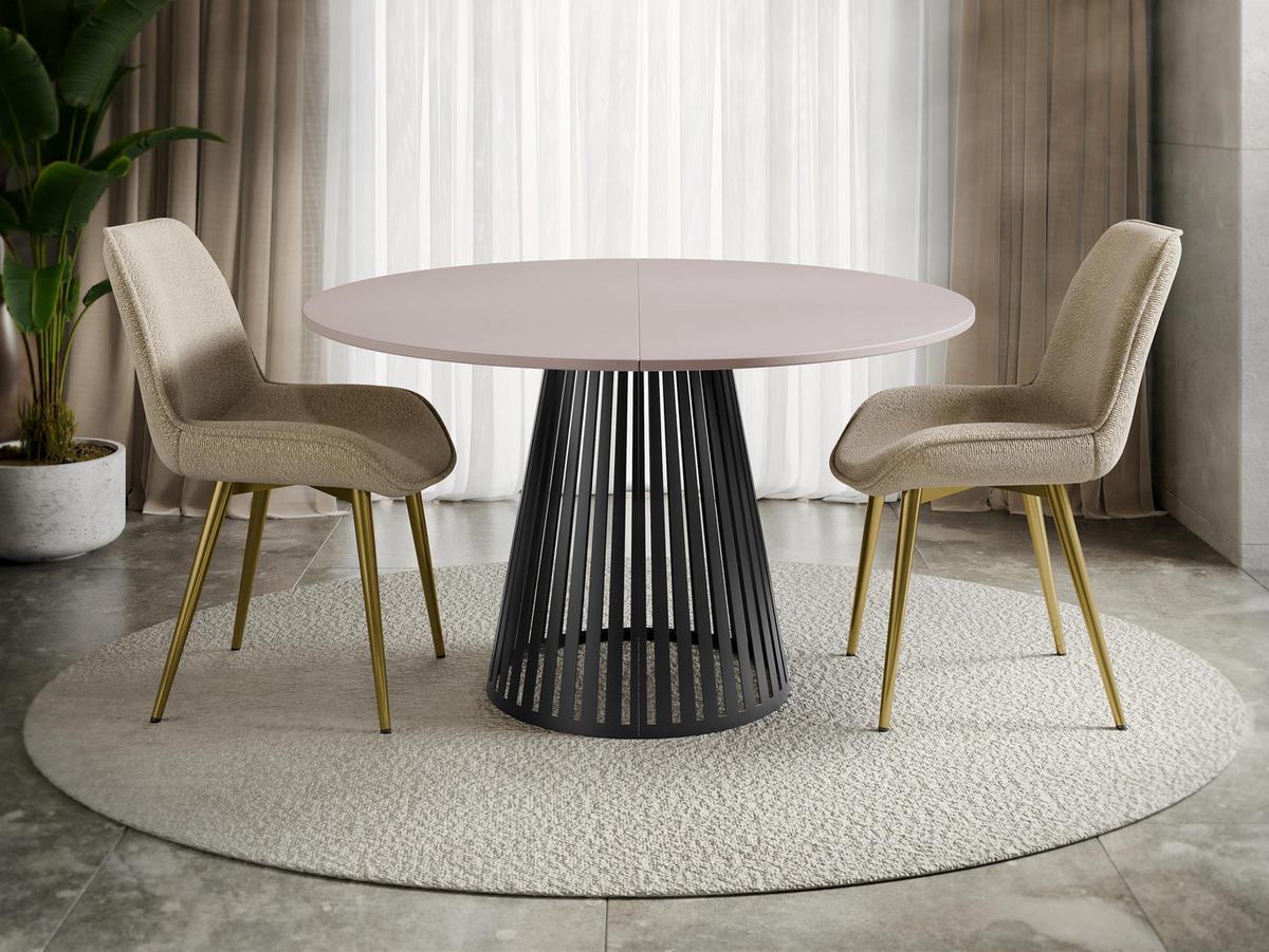 ESSTISCH ausziehbar Cone 100 - Kaschmir/Schwarz, Holzwerkstoff/Metall (100/100/76cm) - MIRJAN24