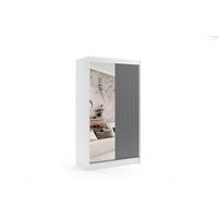 KLEIDERSCHRANK VILAN mit Spiegel/LED - 120 cm - Weiß|Schwarz - Schwarz/Weiß, Holzwerkstoff (120/215/61cm) - ALTDECOR