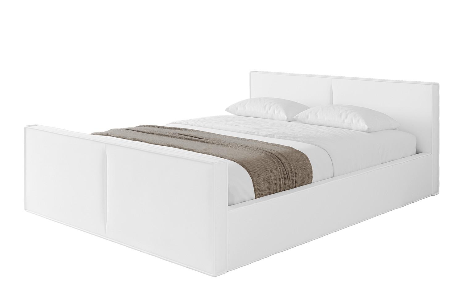 POLSTERBETT mit Bettkasten, Fußteil und Lattenrost, Boxbett ohne Matratze - EMMI-Z-V1 180x200 Weiß Kunstleder - Weiß Hochglanz, Holzwerkstoff/Textil (180/200cm) - ALTDECOR