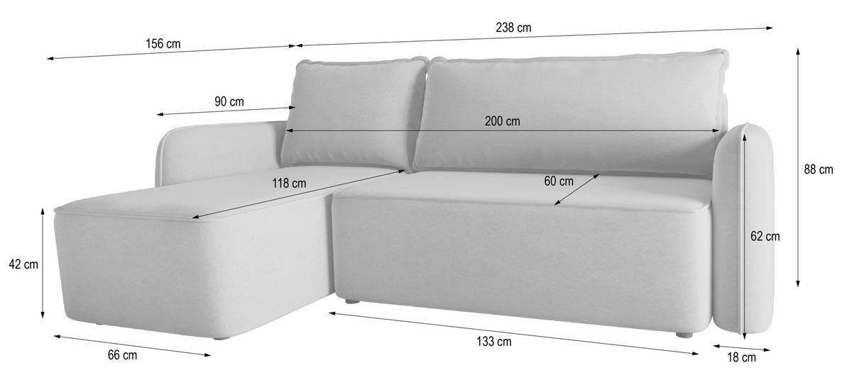 ECKSOFA DOLVER CL Olivgrün Samtstoff mit Schlaffunktion - Olivgrün, Holzwerkstoff/Textil (238/156cm) - MASSENO