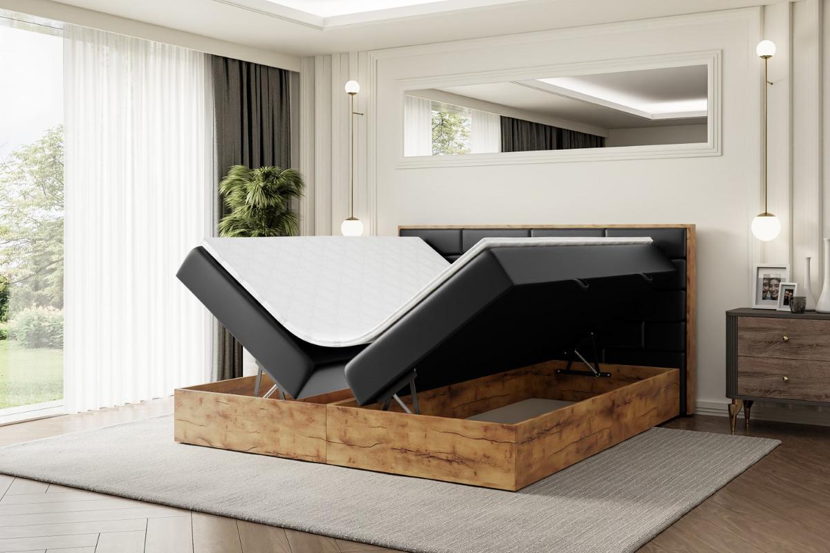 BOXBETT mit Matratze H3 und Lattenrost - LOLLI8 - 140x200 - Schwarz Hochglanz - Schwarz Hochglanz, Holzwerkstoff/Kunststoff (140/200cm) - ALTDECOR