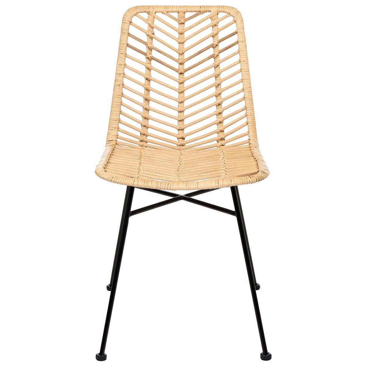 ESSZIMMERSTUHL 2er-Set Rattan Naturfarben Dilley - Naturfarben, Naturmaterialien (45/83/60cm) - Beliani