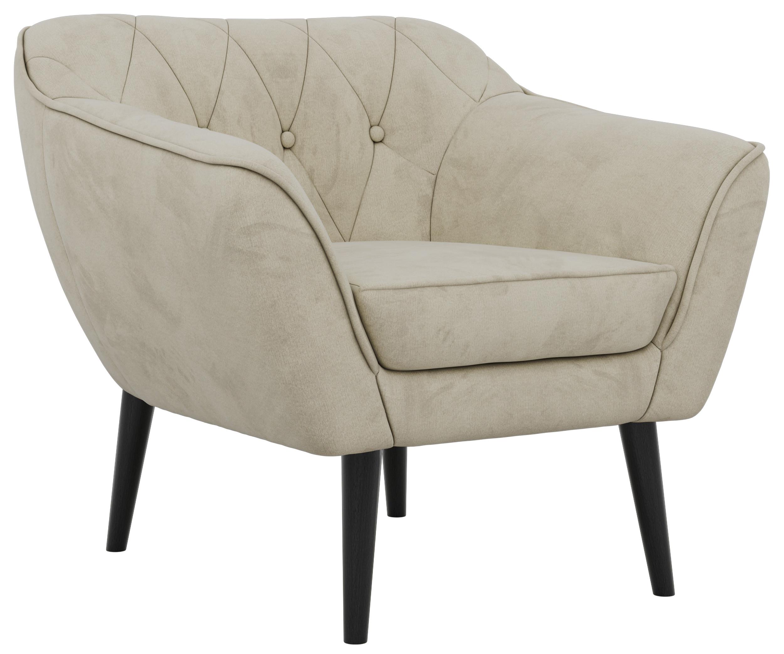 SESSEL PIRS - Beige Velvet - Schwarze Beine - Beige/Schwarz, Holzwerkstoff/Textil (80/75/74cm) - MKS