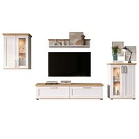 WOHNWAND 4-teilig weiß Lärche, Eiche Artisan 316 cm Landhaus, Schrankwand mit viel Stauraum - Silberfarben/Schwarz, Holzwerkstoff/Kunststoff (316/171/40cm) - Inn.Furn