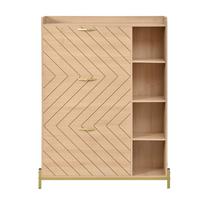 SCHUHSCHRANK eichen-optik mit 3 klappfächern & seitenregal - Naturfarben, Holzwerkstoff (90/119/24cm) - Urban Meuble