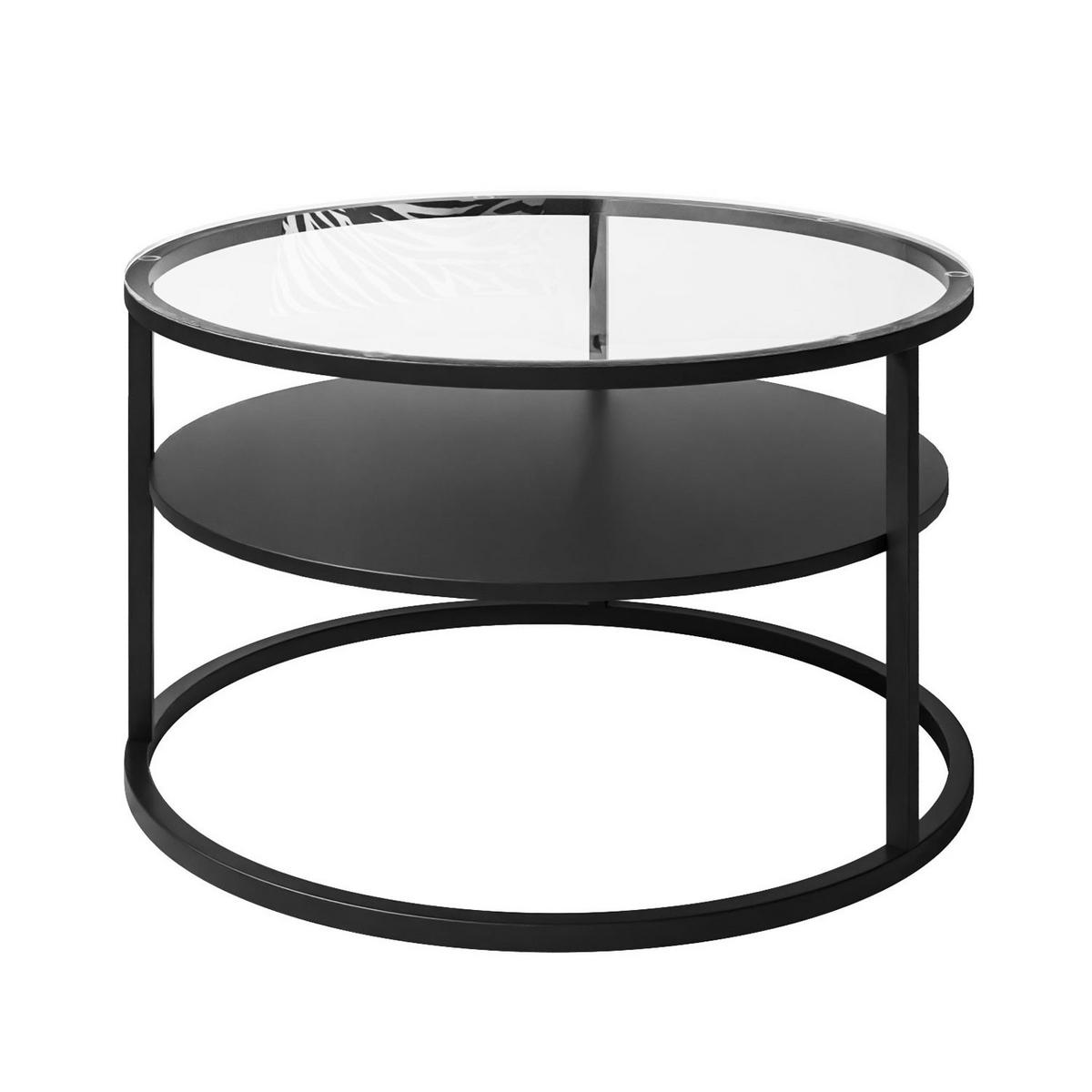 COUCHTISCH CIRI GLASS mit Regal - Hellgrau/Schwarz, Glas (70/70/47.4cm) - Lookway