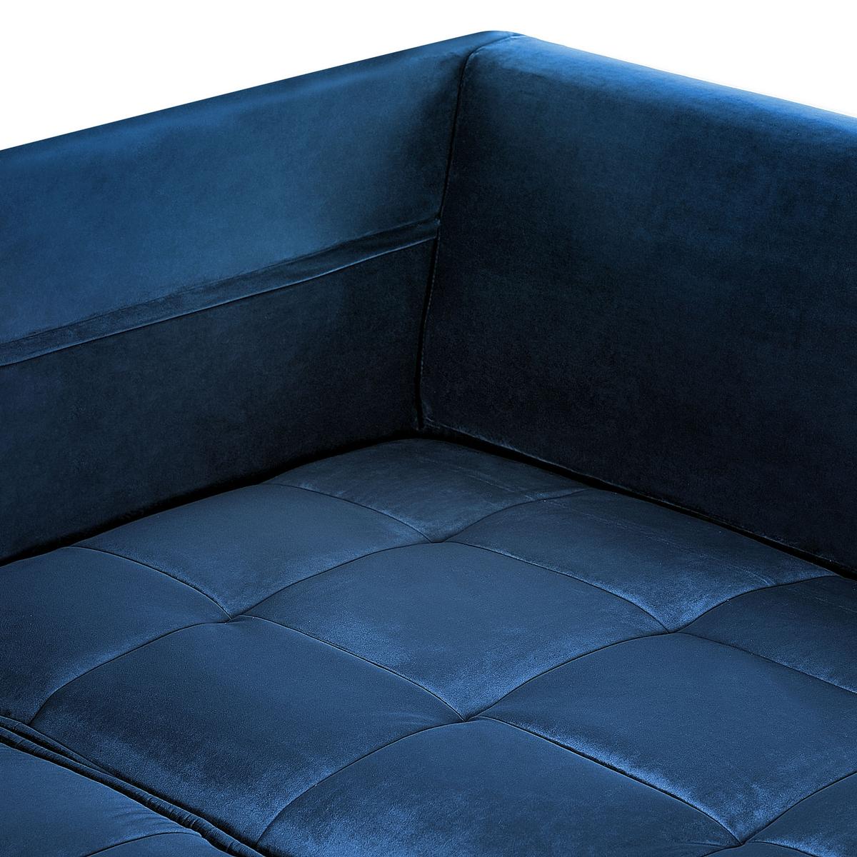3-SITZER-ECKSOFA Samtstoff Marineblau rechtsseitig Grena - Hellblau, Textil (231/152cm) - Beliani