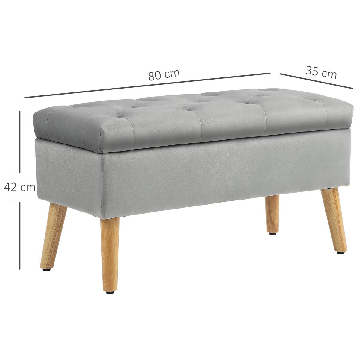 TRUHENBANK Samtoptik Grau - Grau, Kunststoff (35/40/80cm) - HOMCOM