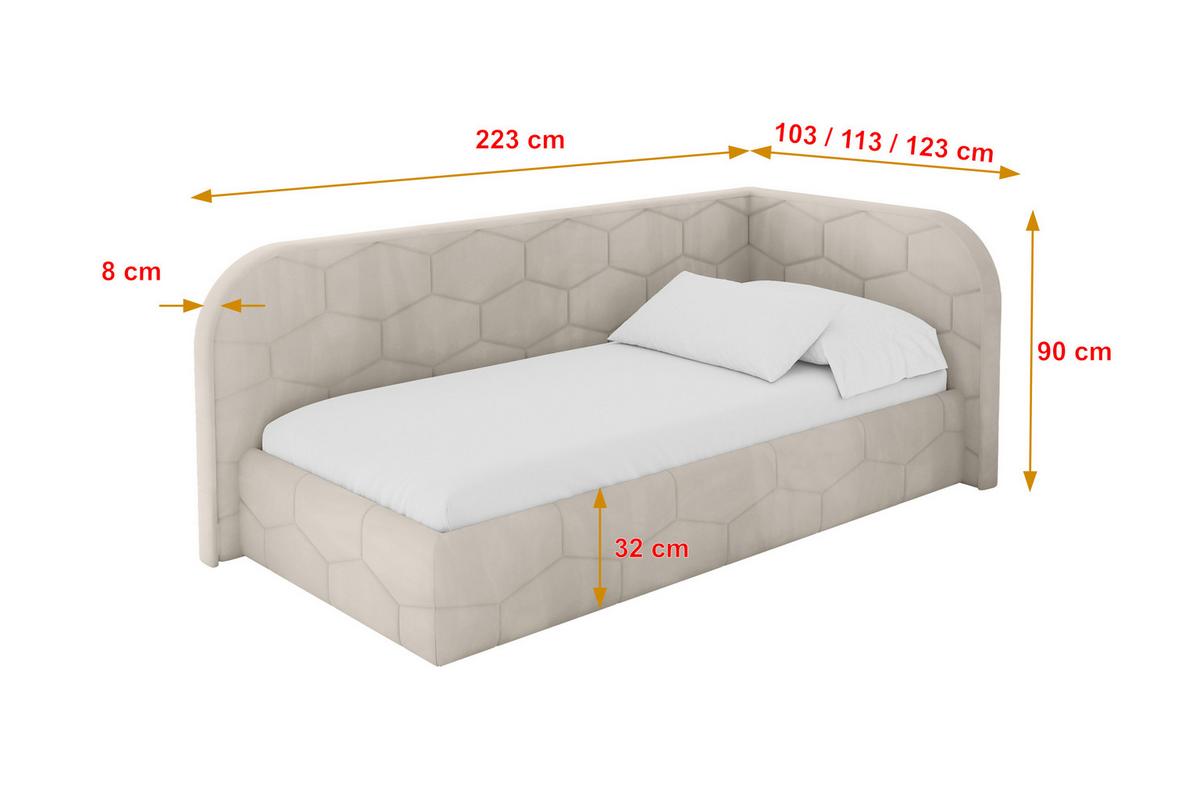 EINZELLBETT Jugendbett mit Bettkasten und Matratze H3/H4, Links - JAXY 80x200 Beige - Ecru, Holzwerkstoff/Textil (80/200cm) - ALTDECOR