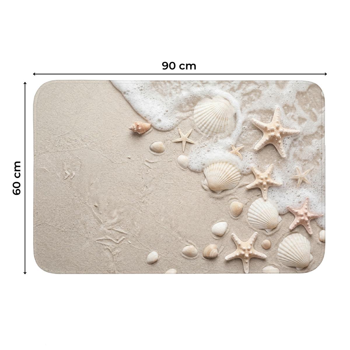 WC-VORLEGER Muscheln - Seesterne - Strand Toilettenteppich 90x60 cm - Sandfarben, Textil (90/1cm) - OnlyWow