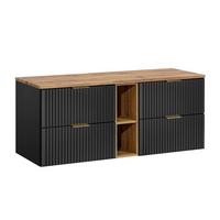 WASCHTISCHUNTERSCHRANK 140.8cm Adriel Schwarz und Holz - Schwarz, Holzwerkstoff (140.8/59/46cm) - Petits-meubles