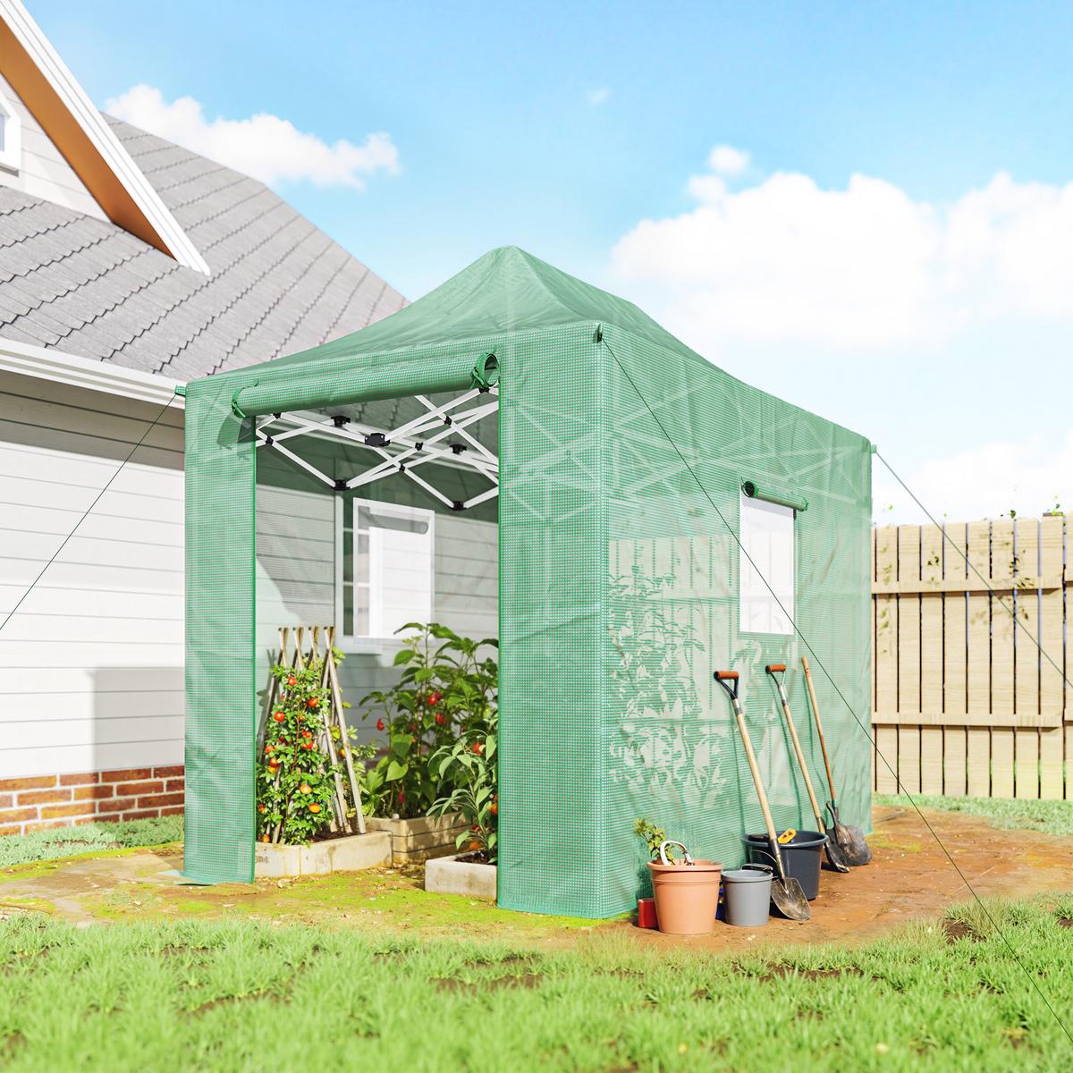 POP-UP-GEWÄCHSHAUS PE Metall Grün - Grün, Kunststoff (200/270/295cm) - Outsunny