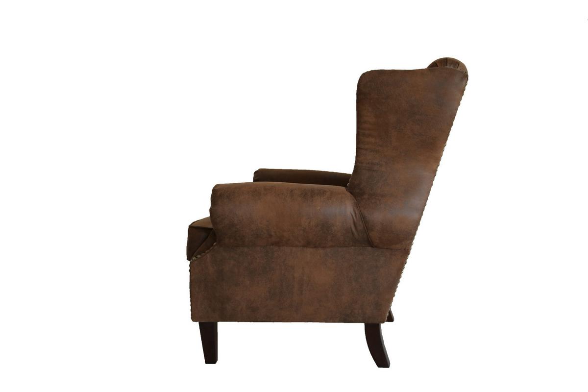 CHESTERFIELD-SESSEL Anton Beige Microfaser Vintageoptik - Beige/Braun, Holz/Textil (102/102/93cm) - S-Style Möbel