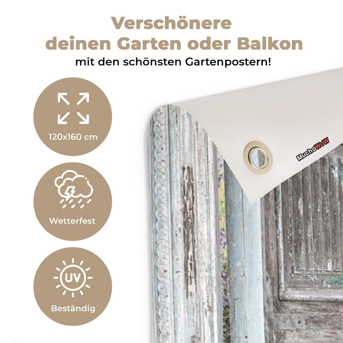 GARTENPOSTER Aussicht - Wald - Steine - Frühling Gartendekoration 120x160 cm - Hellgrau, Kunststoff (120/160/0.2cm) - OnlyWow