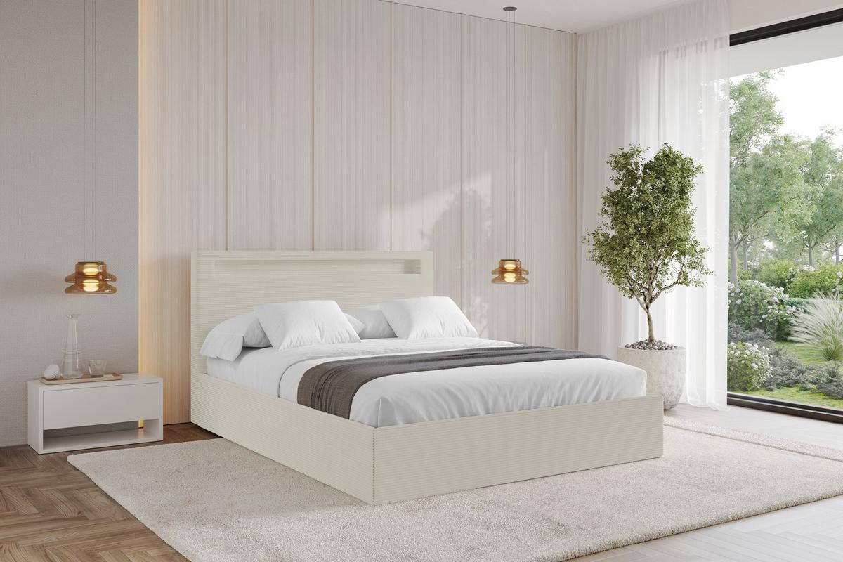 POLSTERBETT mit Bettkasten und Lattenrost, Boxbett ohne Matratze - GOLA 140x200 Creme - Creme, Holzwerkstoff/Textil (140/200cm) - ALTDECOR