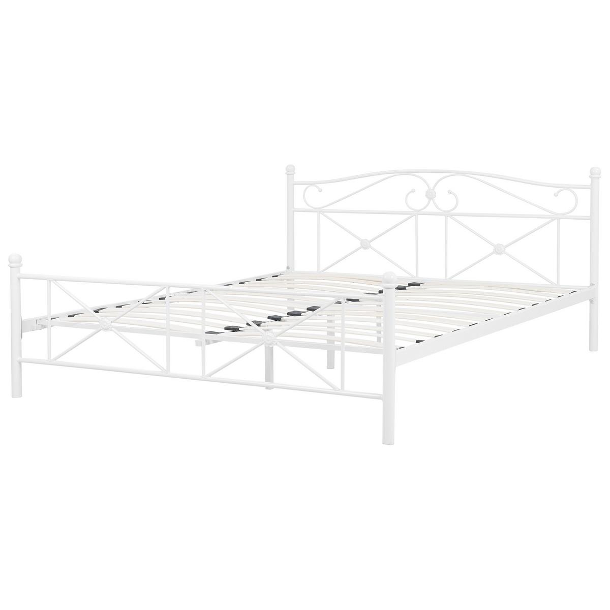 BETT mit Lattenrost 140x200 cm Weiß Rodez - Weiß, Metall (140/200cm) - Beliani