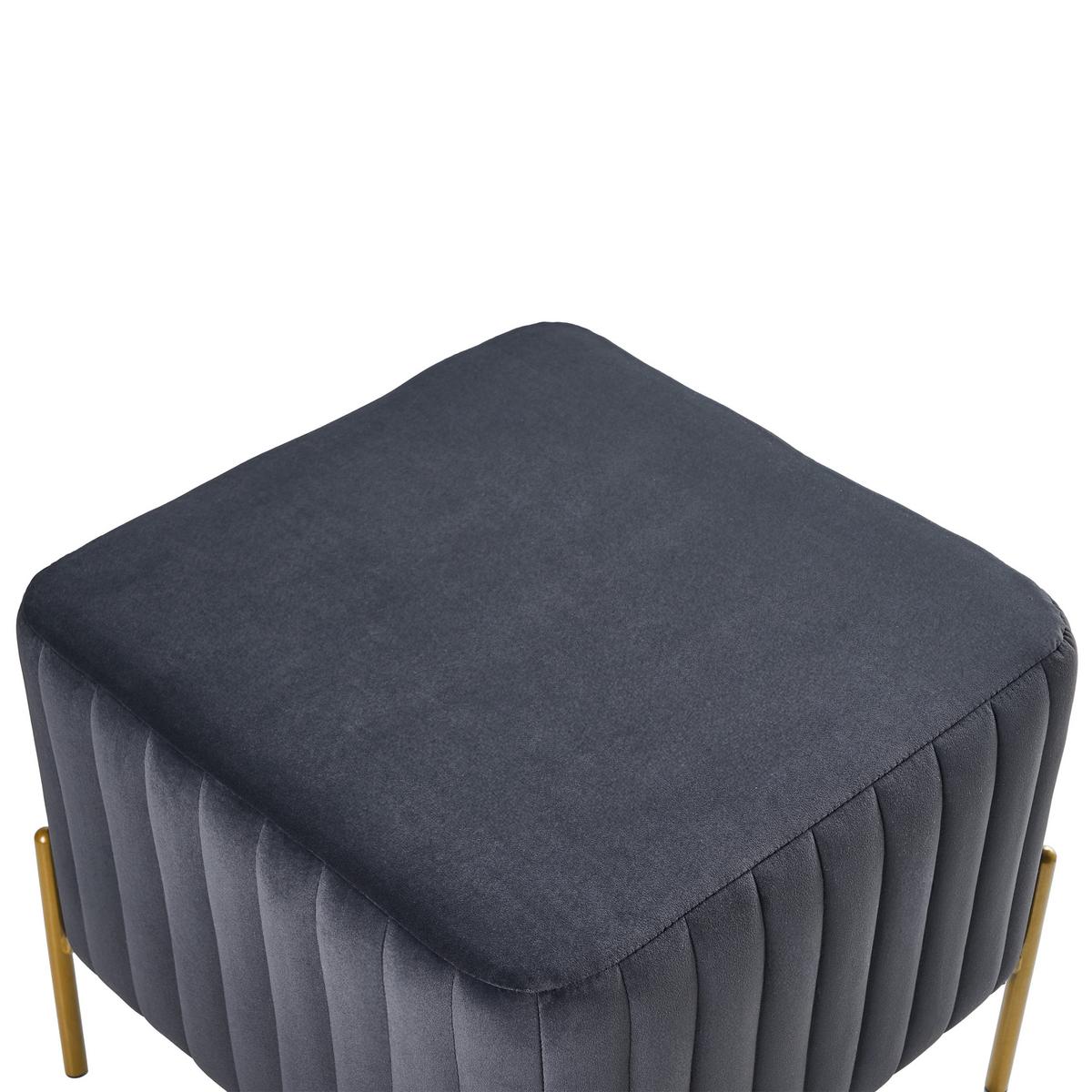 HOCKER Samtstoff Schwarz Utah - Schwarz, Textil (47/43/47cm) - Beliani
