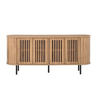 SIDEBOARD Naturholzoptik 160cm mit 4 Lamellentüren & Metallfüßen - Naturfarben, Holzwerkstoff (160/70/40cm) - Urban Meuble