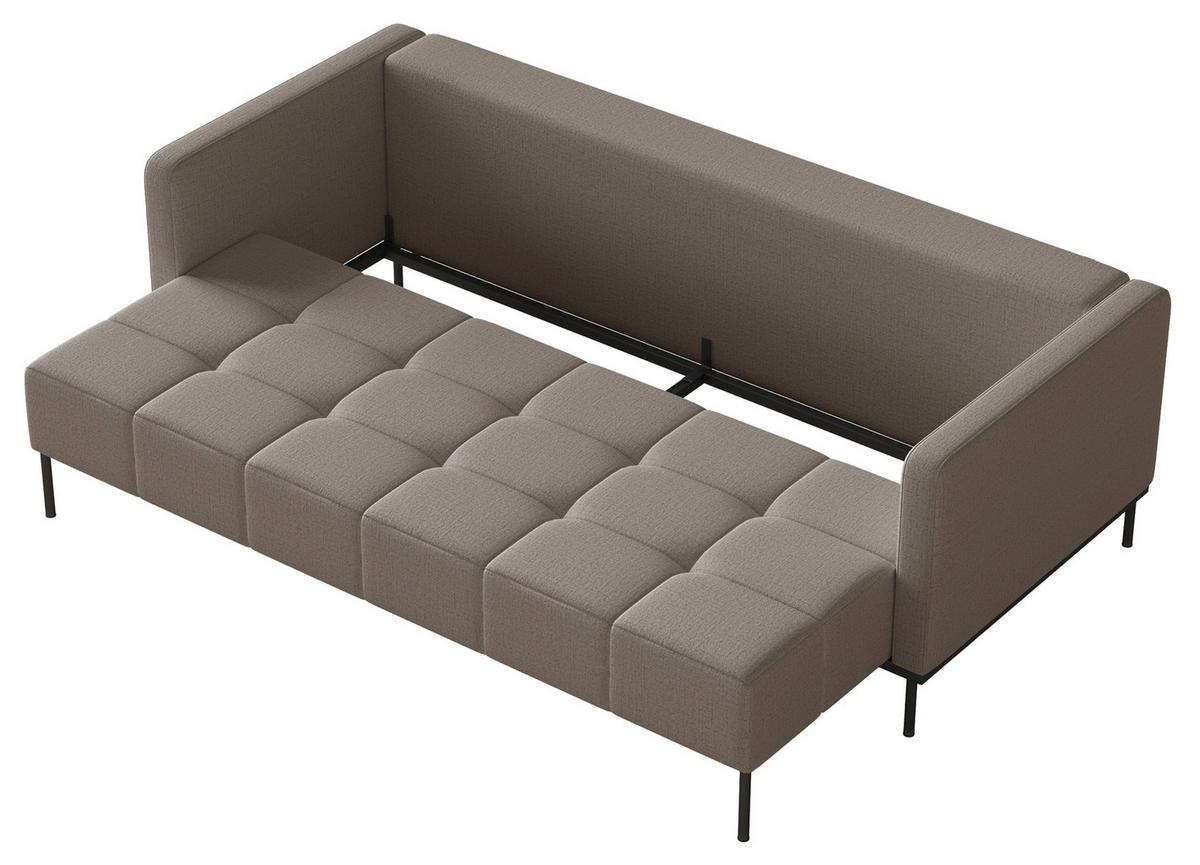 SCHLAFSOFA Skilia mit Schlaffunktion, 3-Sitzer 224 cm - Graubraun/Schwarz, Textil/Metall (224/85/102cm) - Selsey