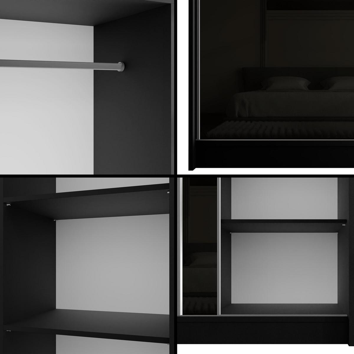 KLEIDERSCHRANK PEKA - 250 cm - Schwarz - Schwarz, Holzwerkstoff (250/215/61cm) - ALTDECOR