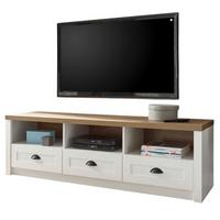 TV-LOWBOARD weiß Pinie, Eiche hell Landhaus, TV Unterteil 160 cm - Eichefarben/Weiß, Holzwerkstoff/Metall (160/47/43cm) - Furn.Design