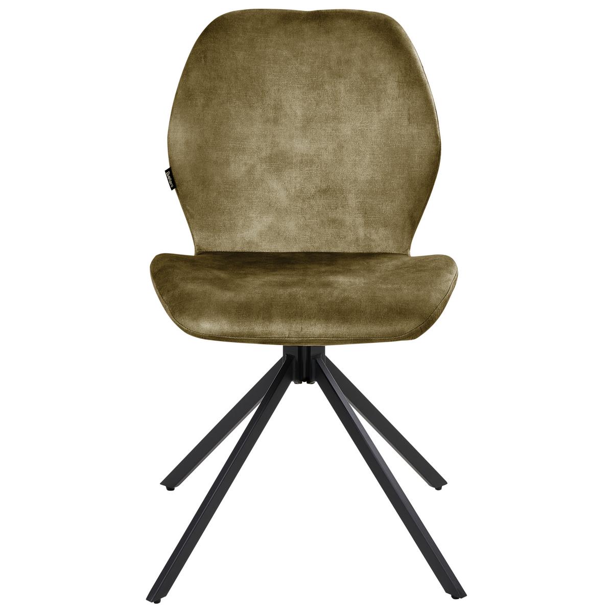 ESSZIMMERSTUHL 4er Set drehbar Samtstoff Grün Morrison - Schwarz/Grün, Textil/Metall (50/86/56cm) - Beliani
