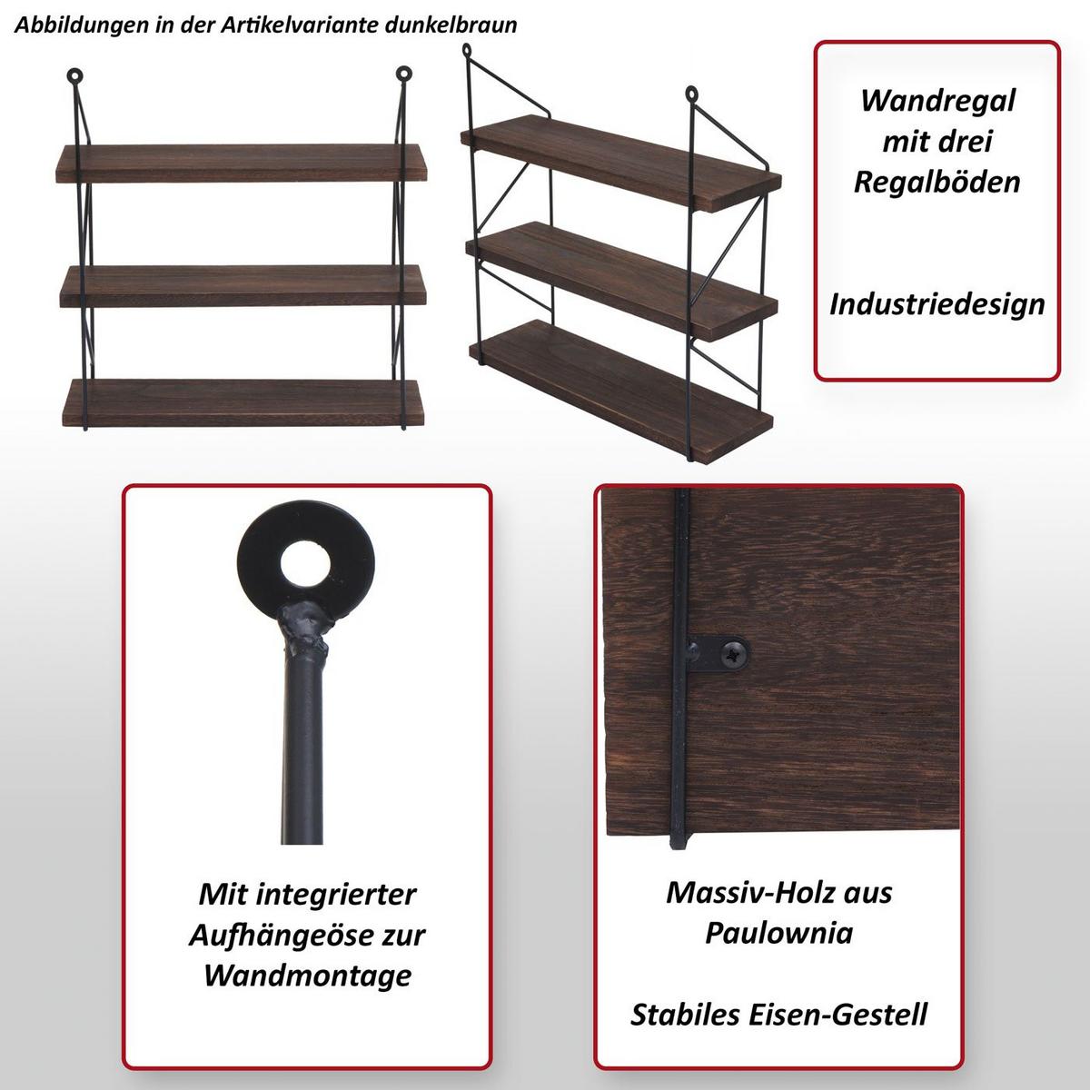 WANDREGAL Dunkelbraun - Dunkelbraun, Holz (40/40/13cm) - MCW
