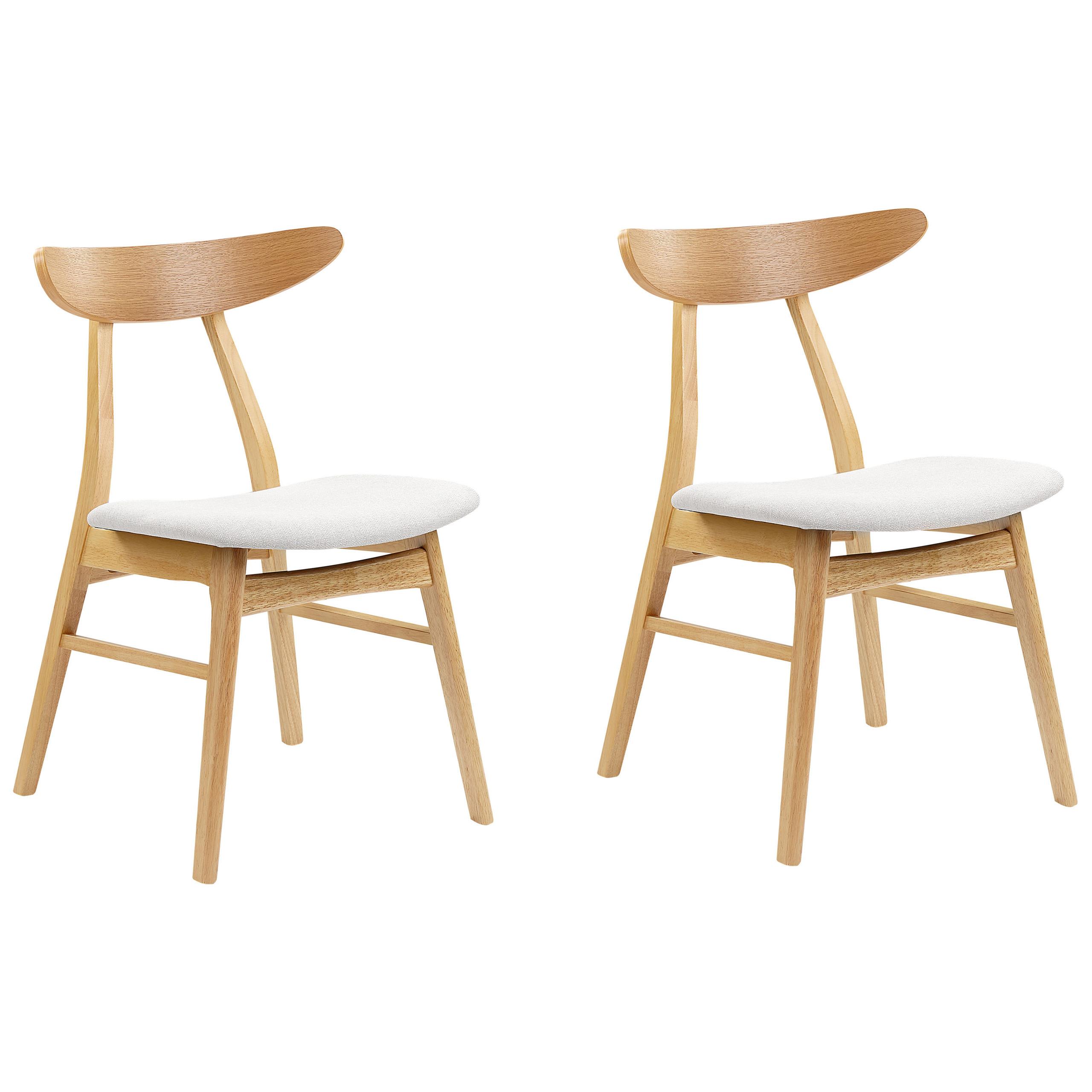 ESSZIMMERSTUHL 2er-Set Gummibaumholz Hellbraun/Hellgrau Holzfarbton Lynn - Hellbraun, Holz/Textil (49/78/47cm) - Beliani
