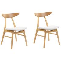 ESSZIMMERSTUHL 2er-Set Gummibaumholz Hellbraun/Hellgrau Holzfarbton Lynn - Hellbraun, Holz/Textil (49/78/47cm) - Beliani