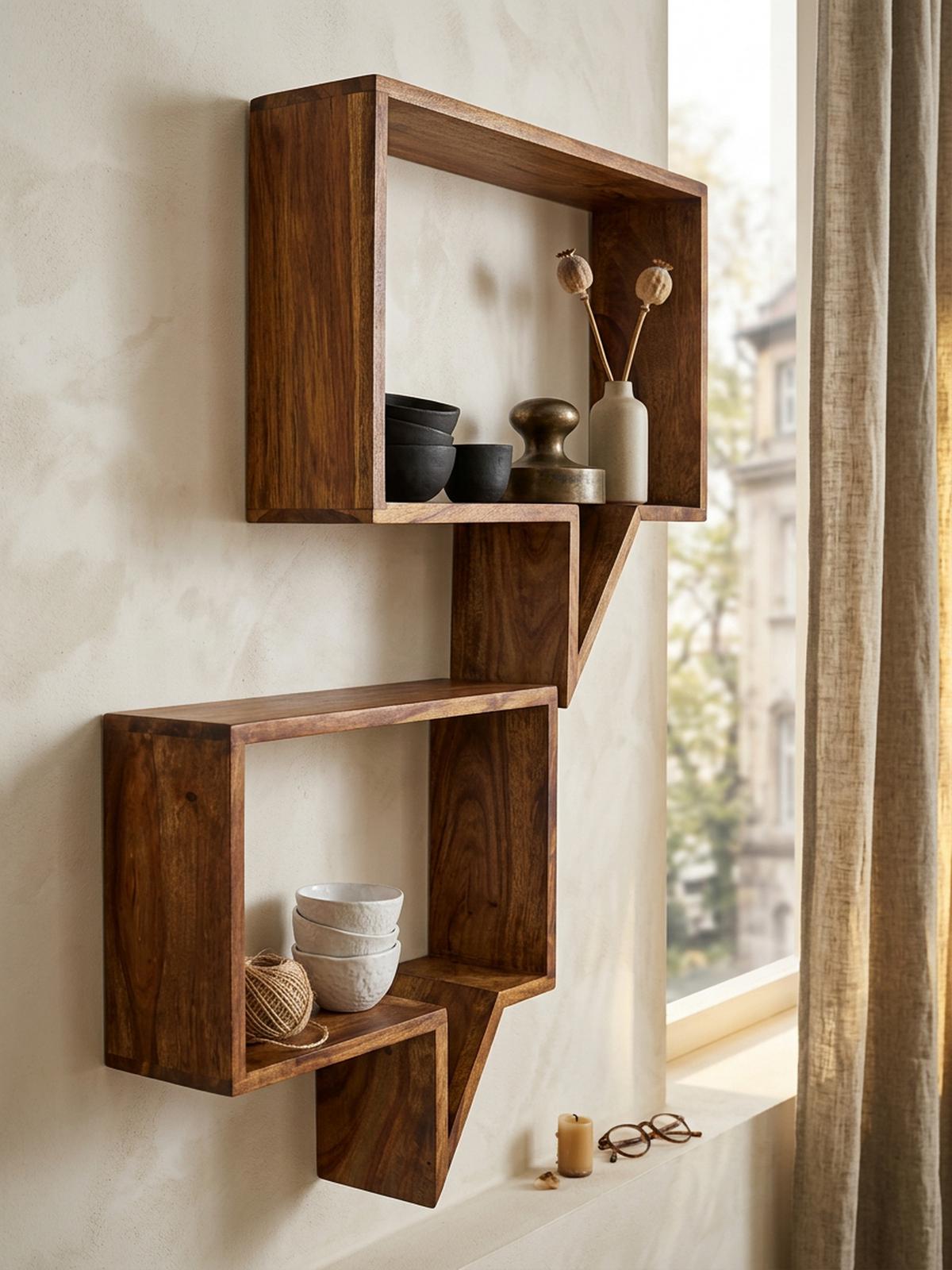 WANDREGAL Set NAKO Massivholz Zeitungsablage, Braun 50x13x49 cm - Braun, Holz (50/49/13cm) - KADIMA DESIGN
