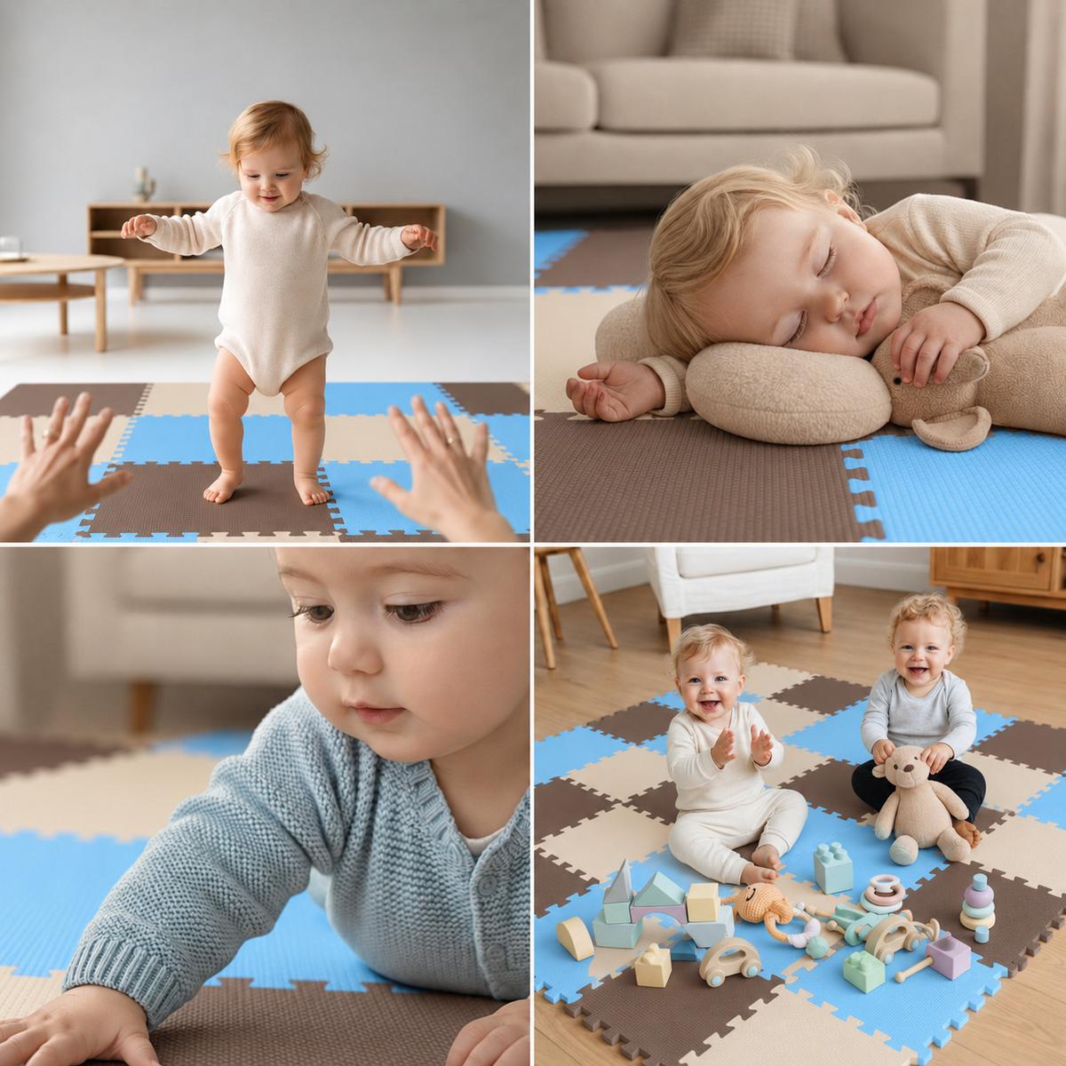 SPIELMATTE ab Null - 270/90 cm Puzzlematte Beige - Multicolor, Kunststoff (30/30cm) - Littletom